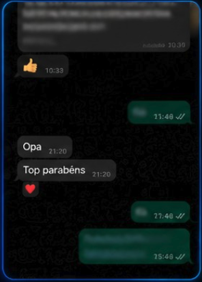 Reações de clientes no WhatsApp